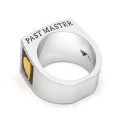Men's Two-Tone Past Master 925 Sterling Silver and 14k Yellow Gold Masonic Ring - US Jewels