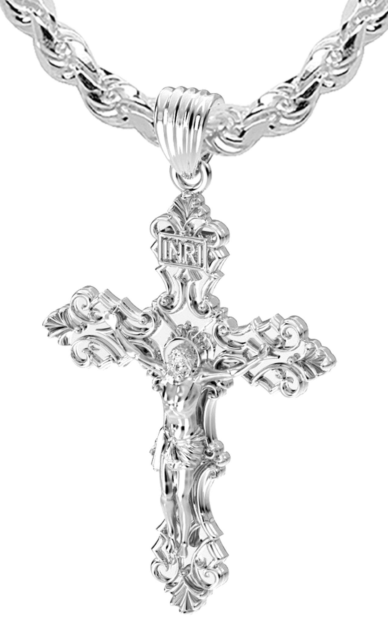 Stainless Steel Silver Cross Pendant Necklace Catholic Jewelry for Men –  Loralyn Designs