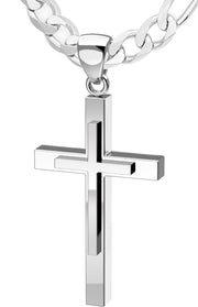 Men's XL Heavy sold 2in 925 Sterling Silver Christian Cross Pendant Necklace, 50mm - US Jewels