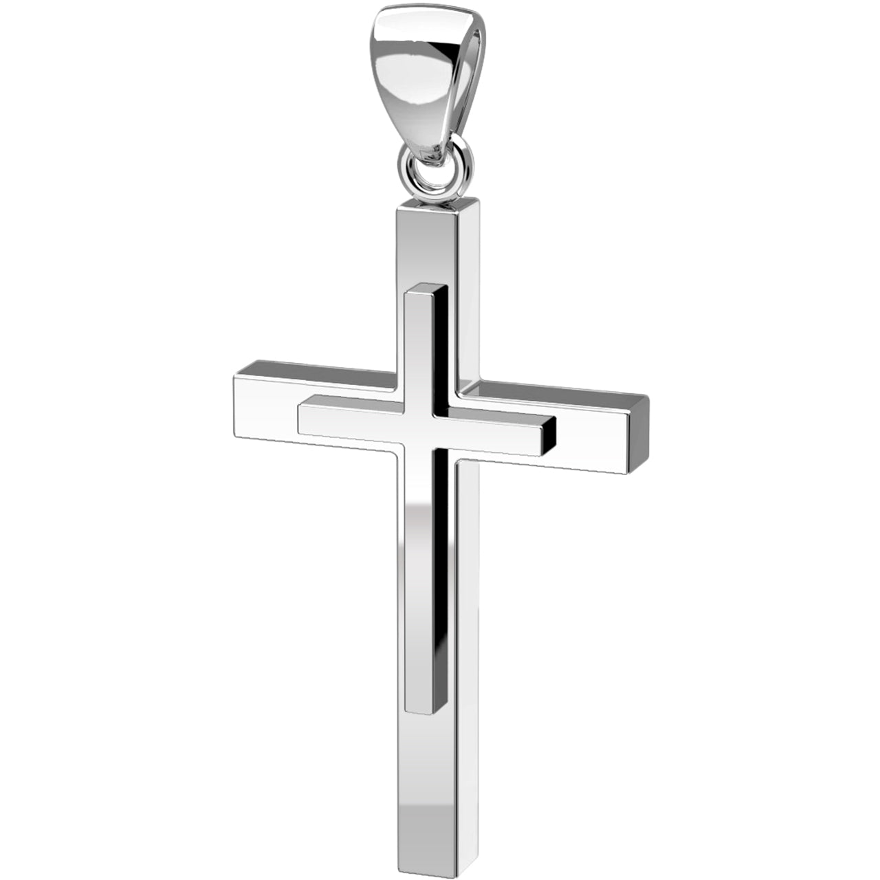 Men's XL Heavy Solid 2in 925 Sterling Silver Cross Pendant Necklace, 50mm -  22in 4.9mm Miami Cuban Chain