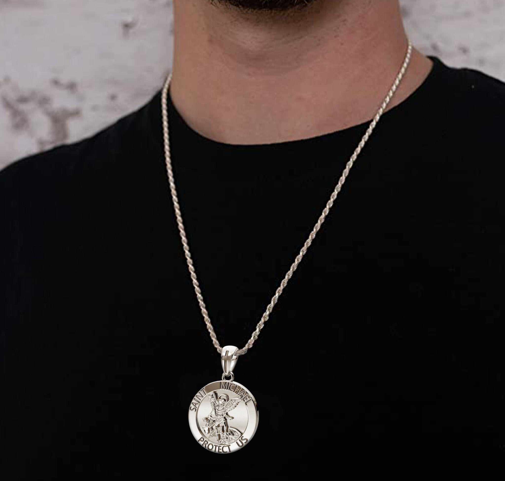 White gold shop saint michael pendant