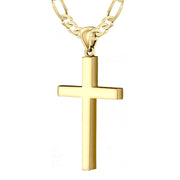 Men's XL Heavy Solid 2in 10K or 14K Yellow Gold Christian Cross Pendant Necklace, 50mm - US Jewels