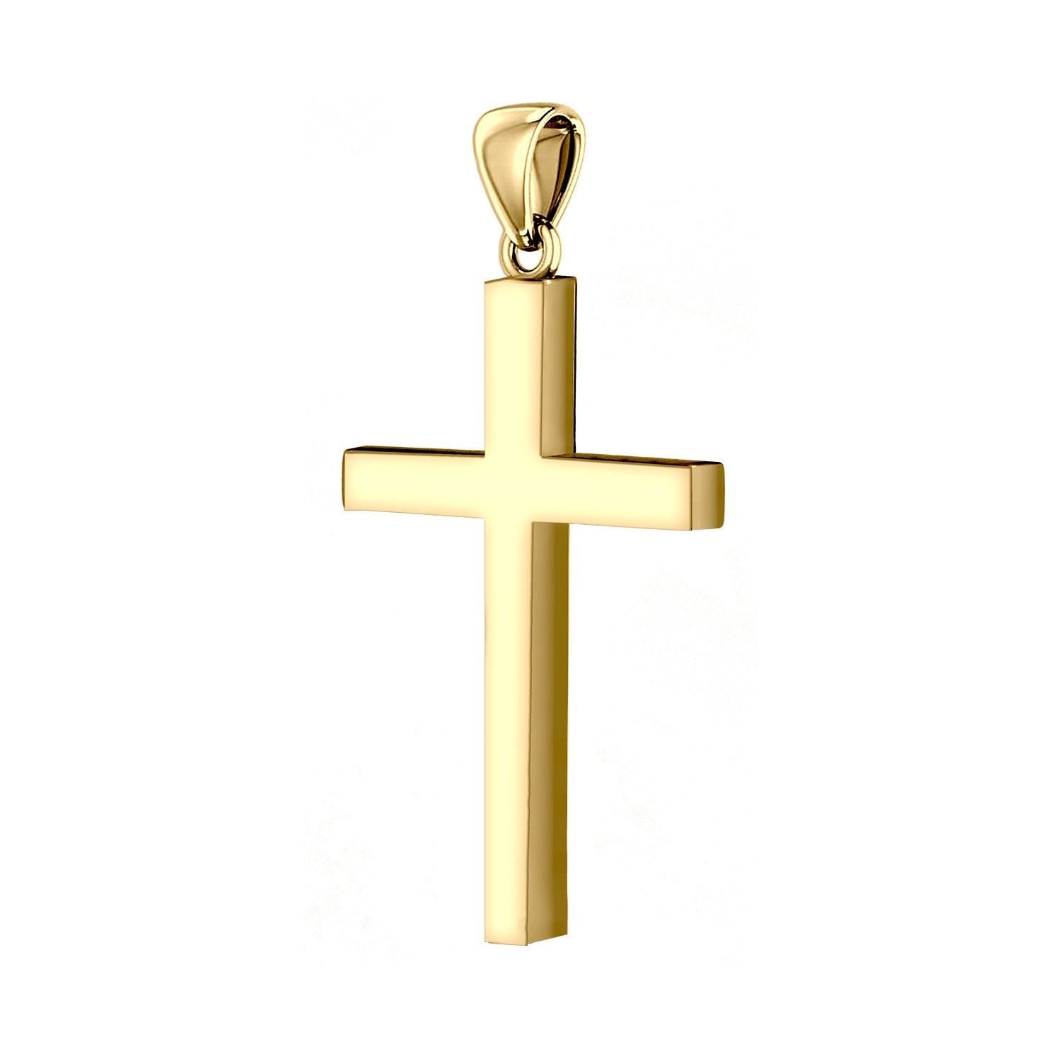 Men's XL Heavy Solid 2in 10K or 14K Yellow Gold Christian Cross Pendant  Necklace, 50mm
