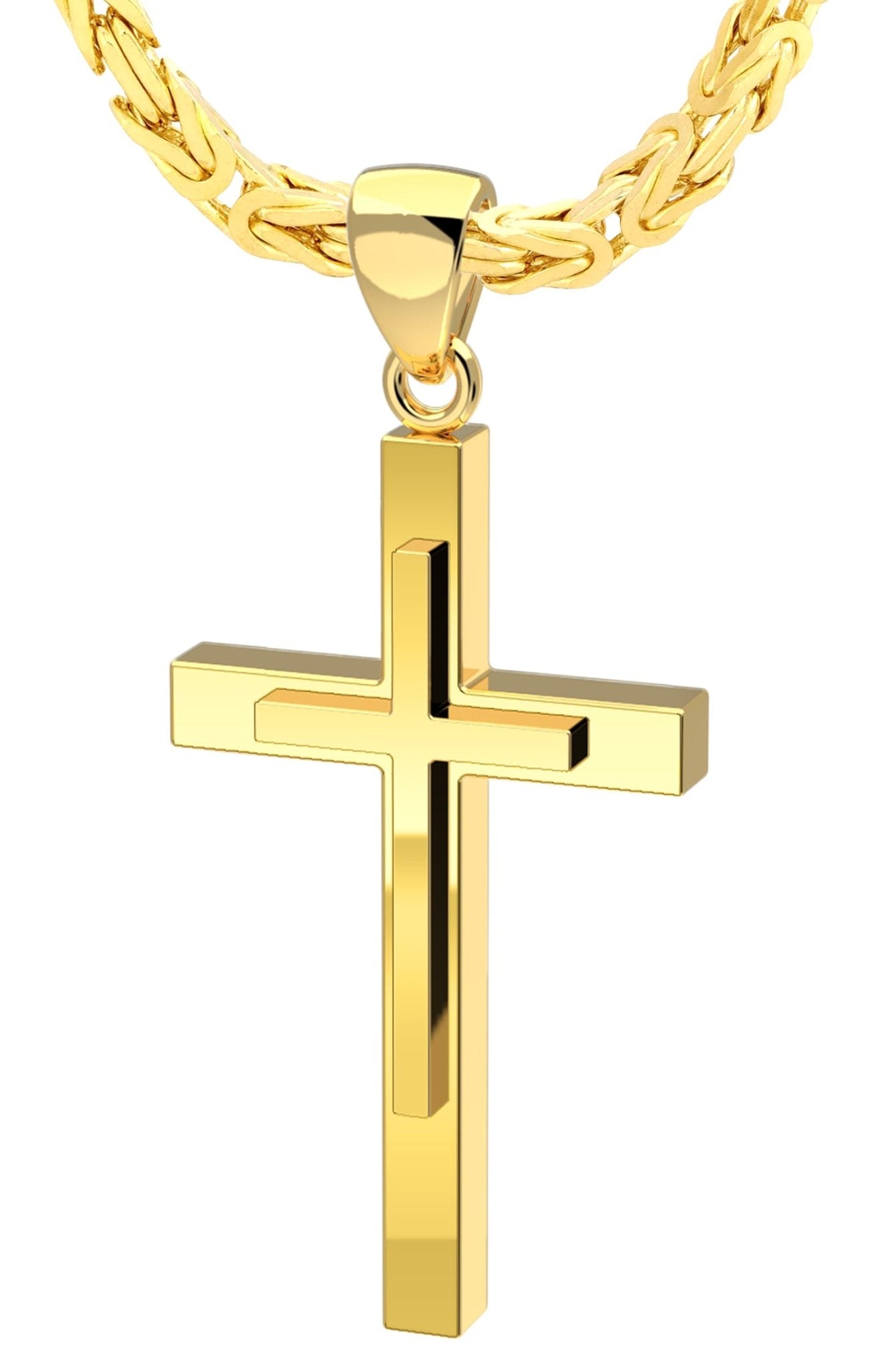 Diamond Miami Cuban Link 24K Gold / 925 Silver Plated Cross Pendant  Stainless Steel Hip Hop Necklace | Wish