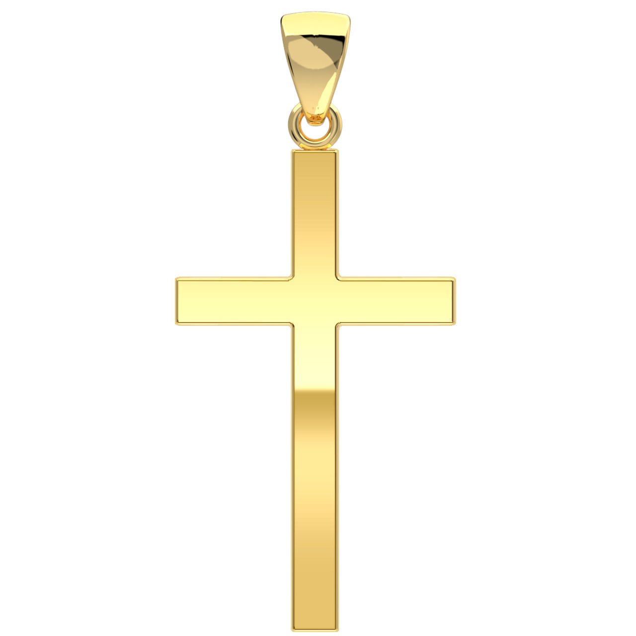 Men's XL Heavy Solid 2in 14K Yellow Gold Christian Cross Pendant Necklace, 50mm - US Jewels