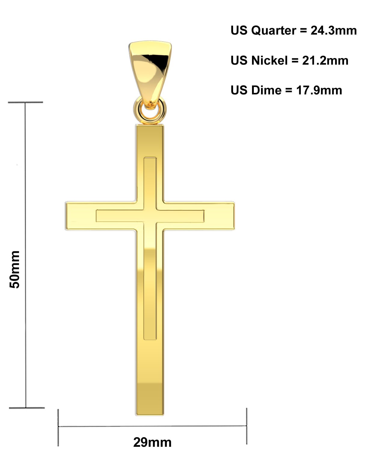 18k Yellow Gold High Polish Cross Necklace