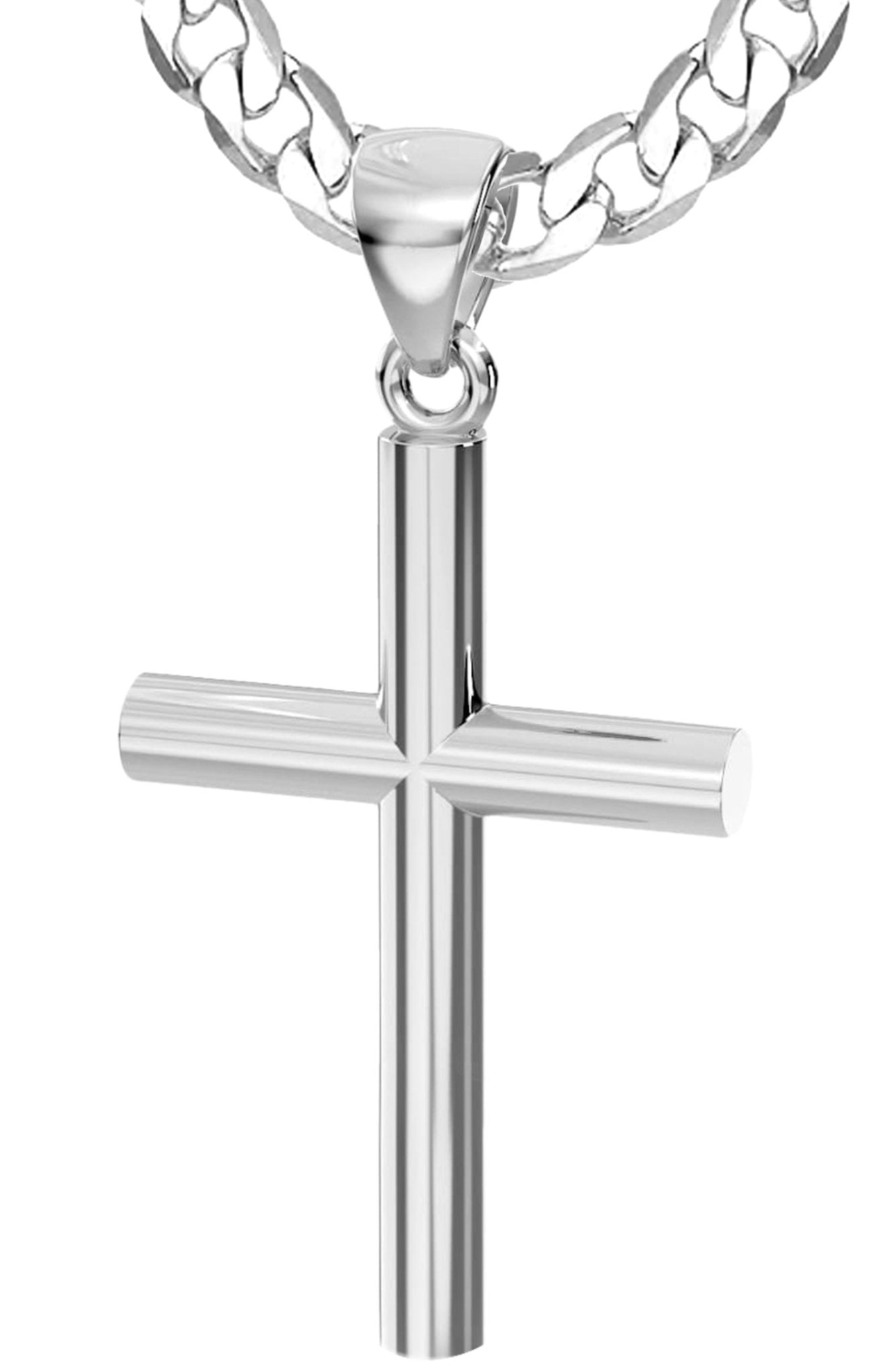 Cubic Zirconia Silver Cross Necklace - Women's Necklaces