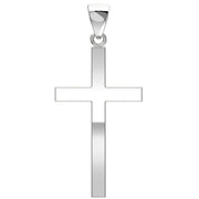 Men's XL Heavy Solid 2in 925 Sterling Silver Cross Pendant Necklace, 50mm - US Jewels