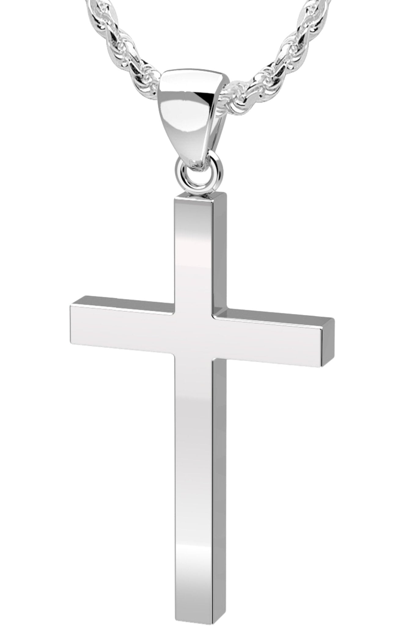 Cross Pendant Necklace - Pendant Necklace Made for Men 22in 4.3mm Rope Chain