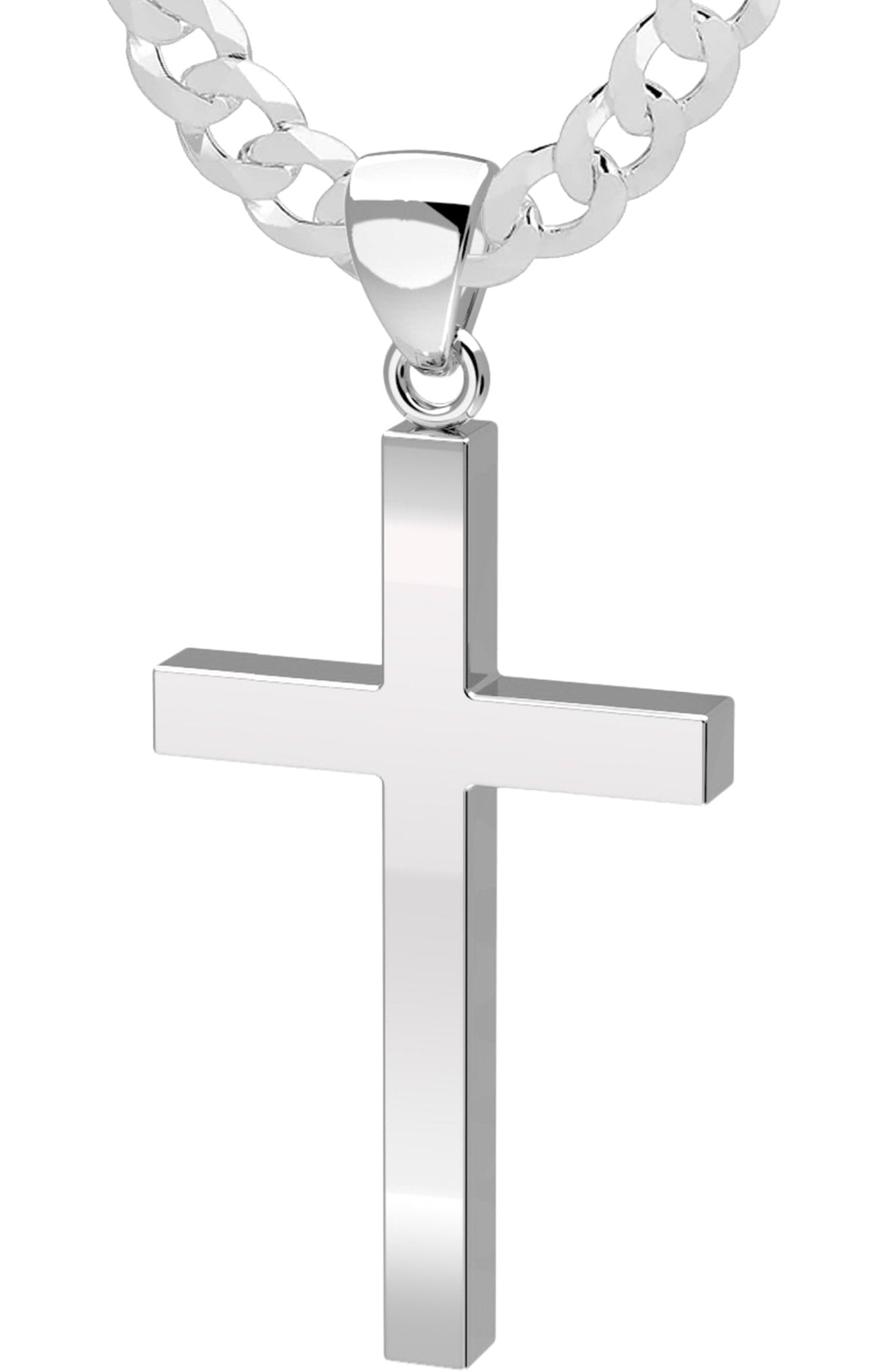 Cross Pendant Necklace - Pendant Necklace Made for Men 24in 5.4mm Curb Chain