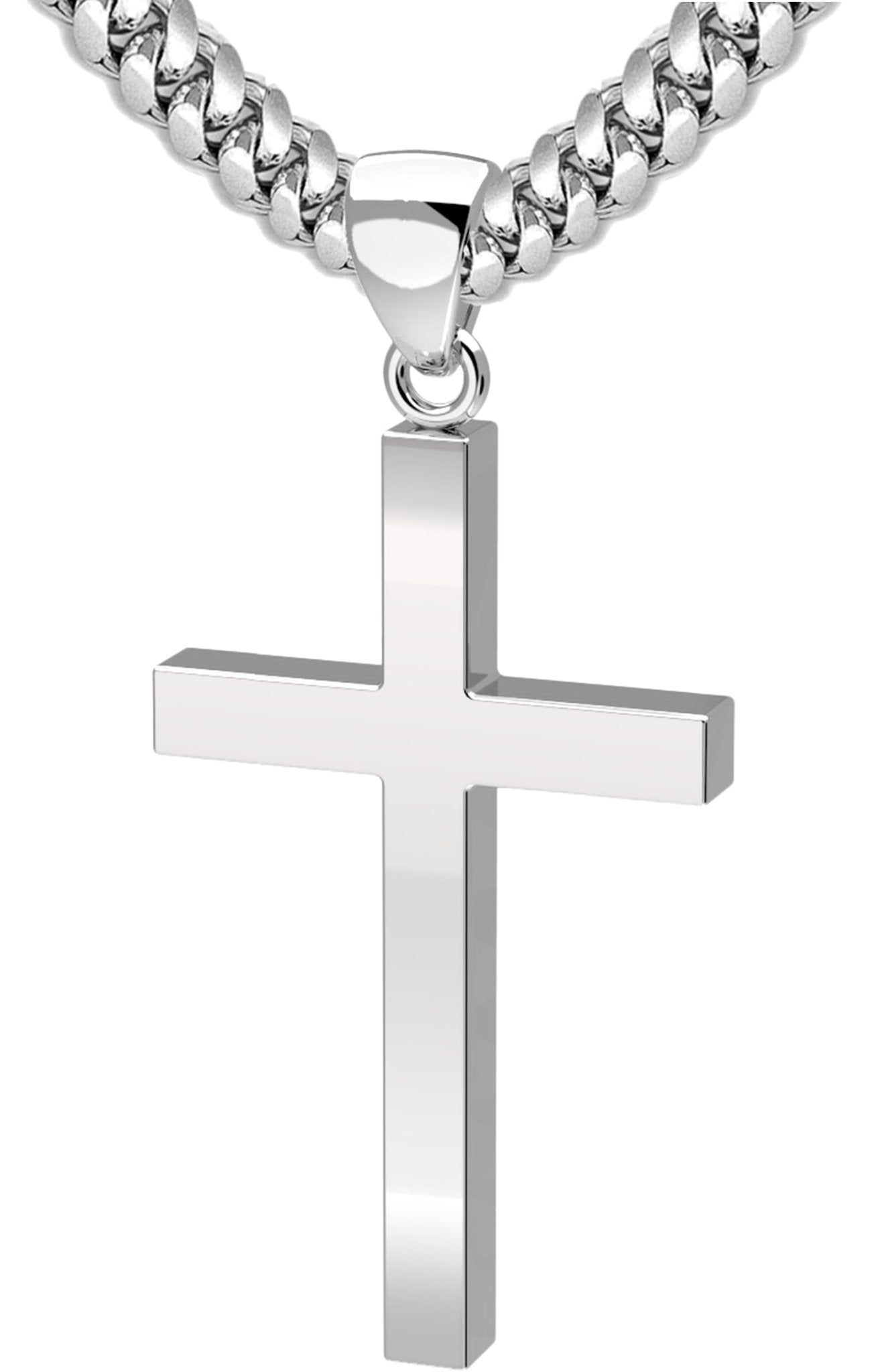 Rnivida 925 Sterling Silver Cross Pendant Necklace with Stainless Steel  Wheat Chain for Men - Choice Of Lengths
