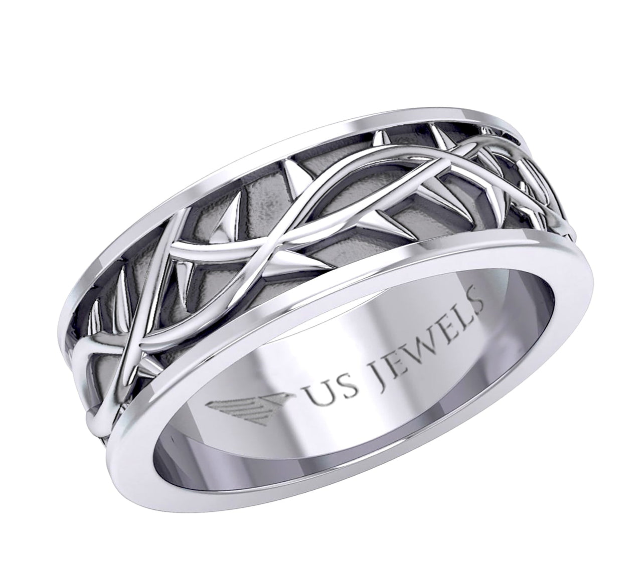New Ladies 925 Sterling Silver Crown of Thorns Ring - US Jewels