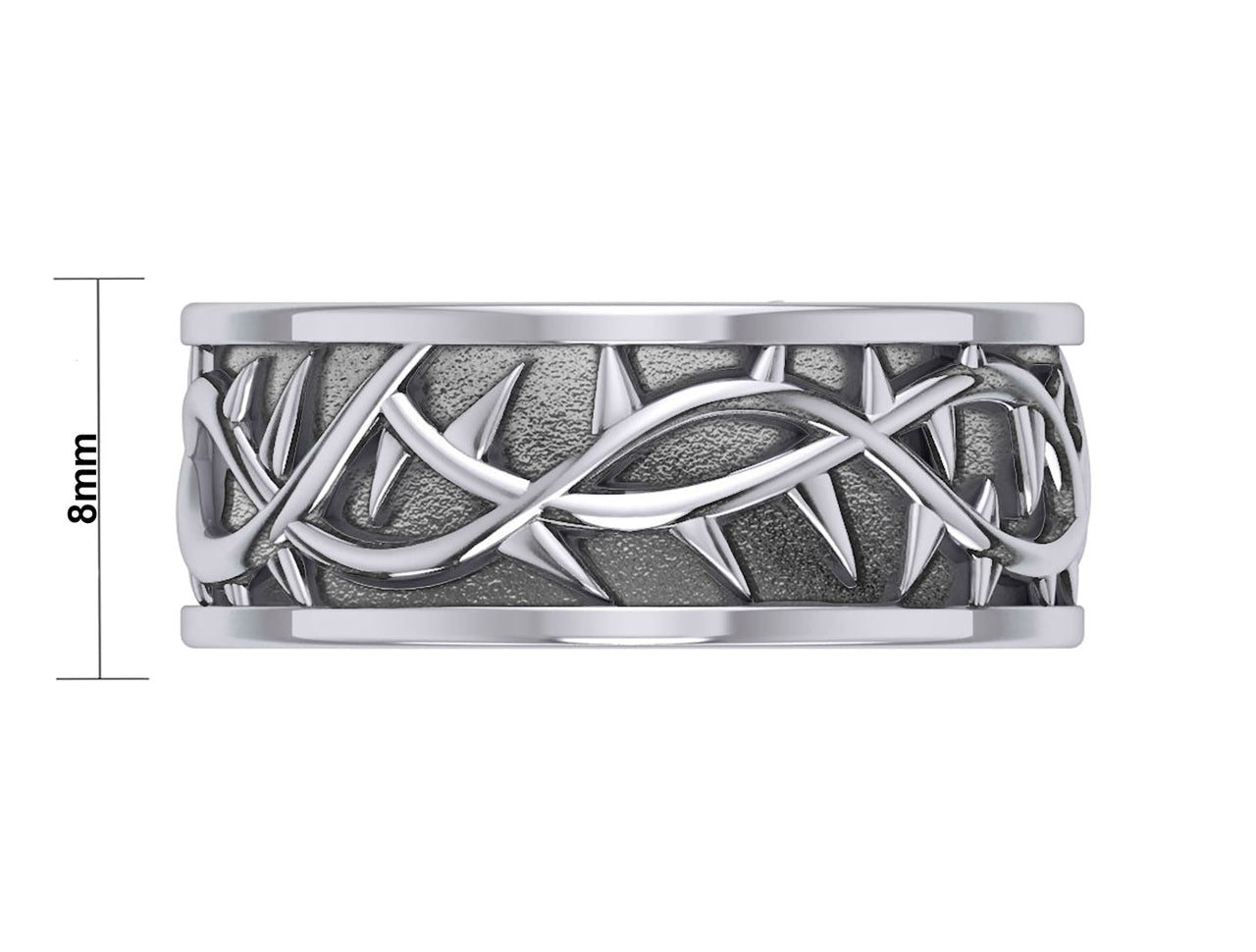 New Men's 925 Sterling Silver Crown of Thorns Ring - US Jewels