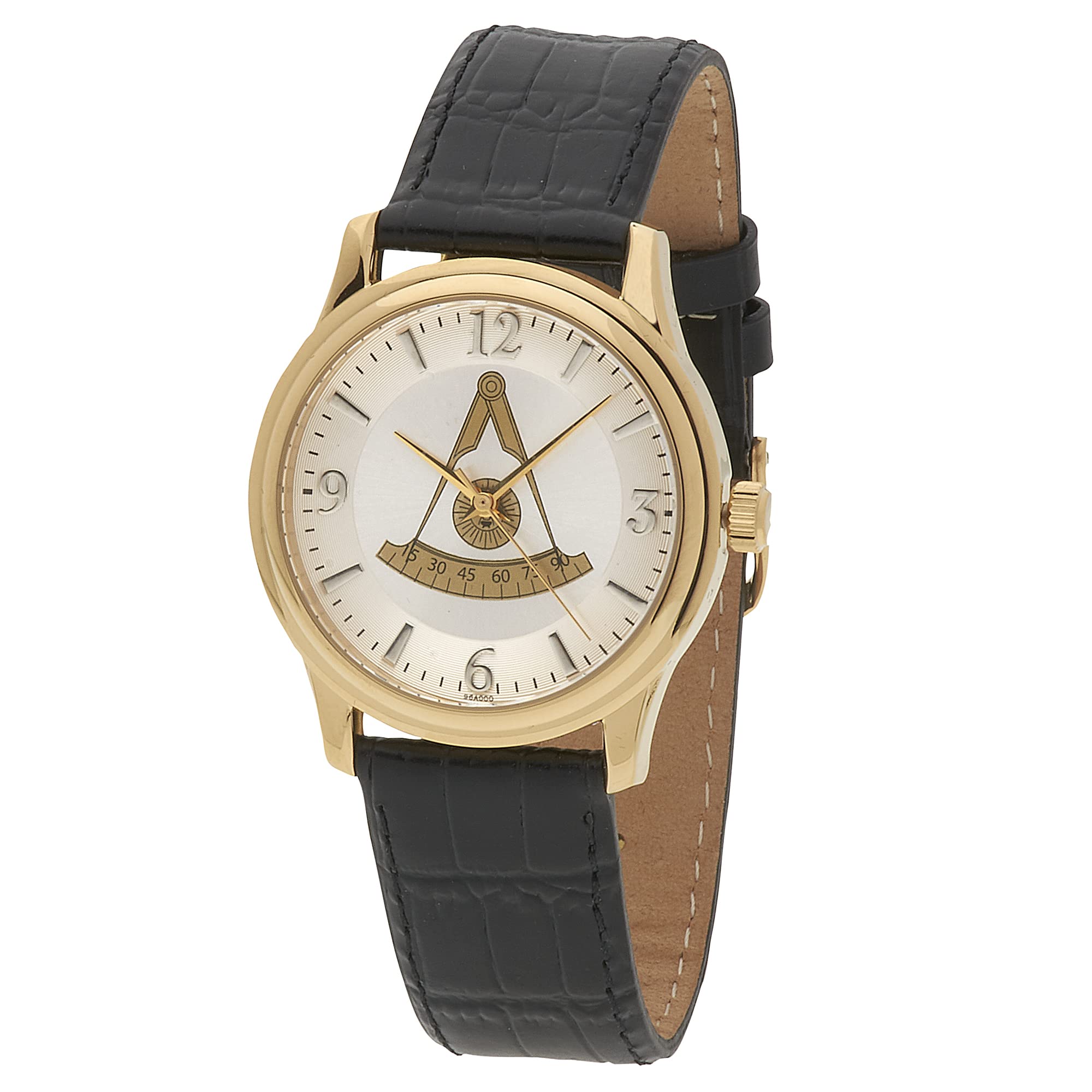 New Men s Stainless Steel Gold Finish Bulova Masonic Past Master Watch