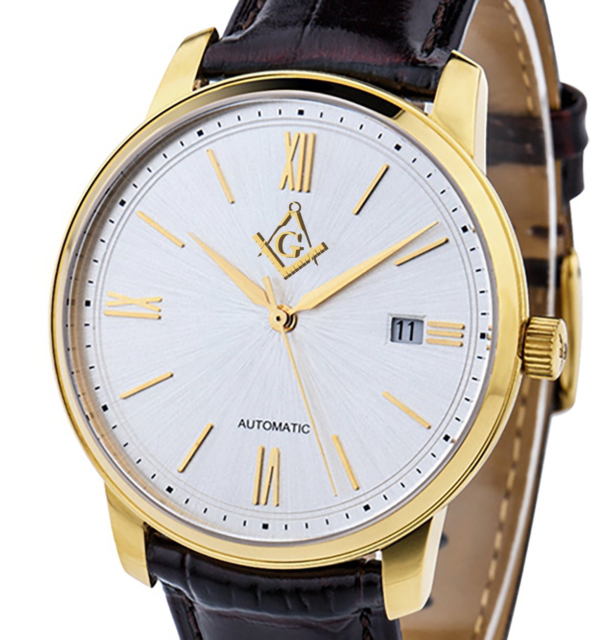 New Men's Stainless Steel Swiss Automatic ETA Masonic Dress