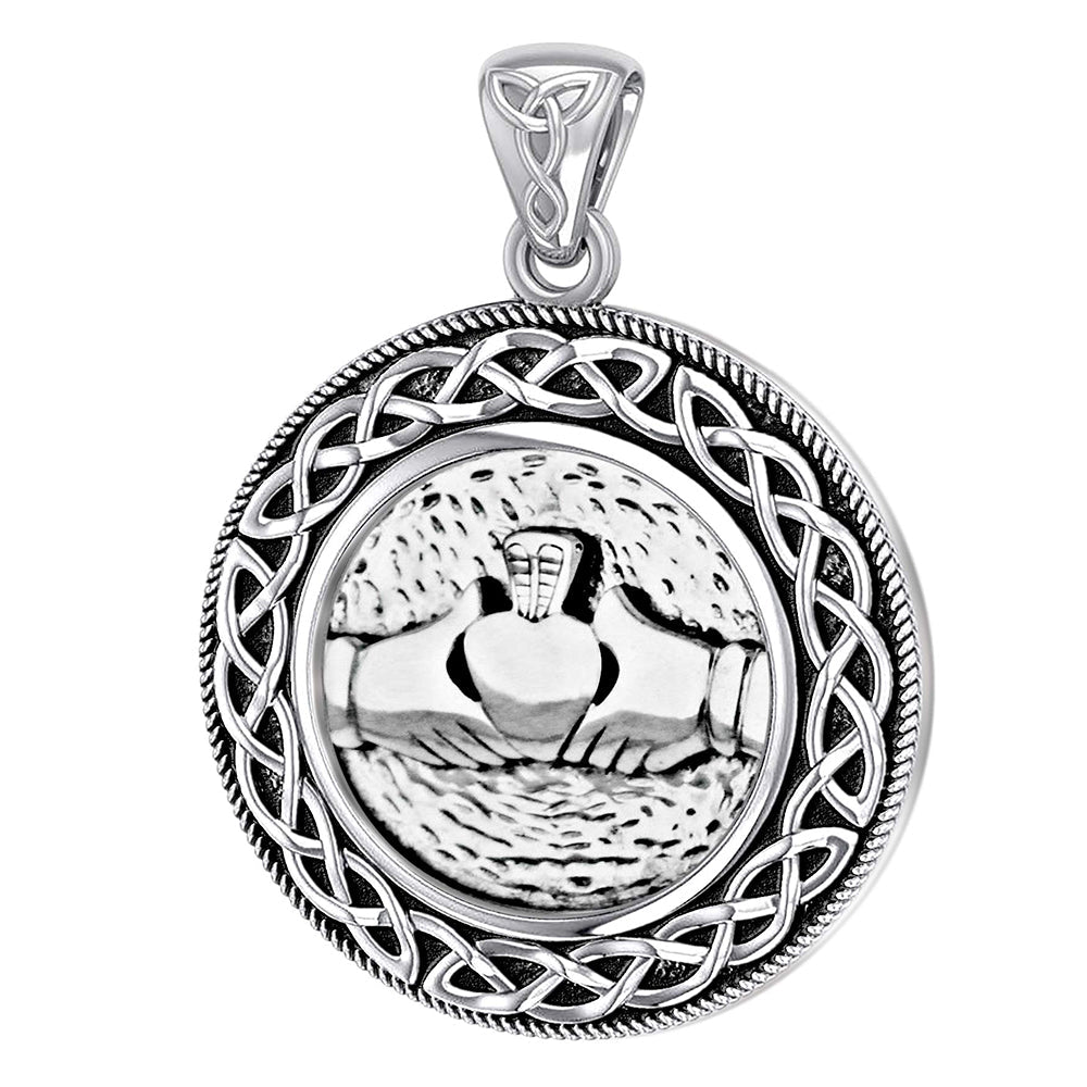 Celtic Knot Claddagh Necklace in Sterling Silver