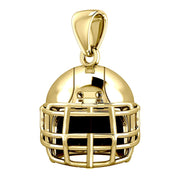 Small 10K or 14K Yellow Gold 3D Football Helmet Pendant Necklace, 16.5mm - US Jewels