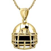Small 10K or 14K Yellow Gold 3D Football Helmet Pendant Necklace, 16.5mm - US Jewels