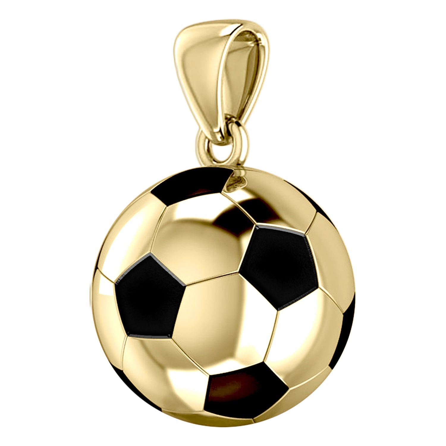 Small 10K or 14K Yellow Gold 3D Soccer Ball Football Pendant Necklace, 13mm