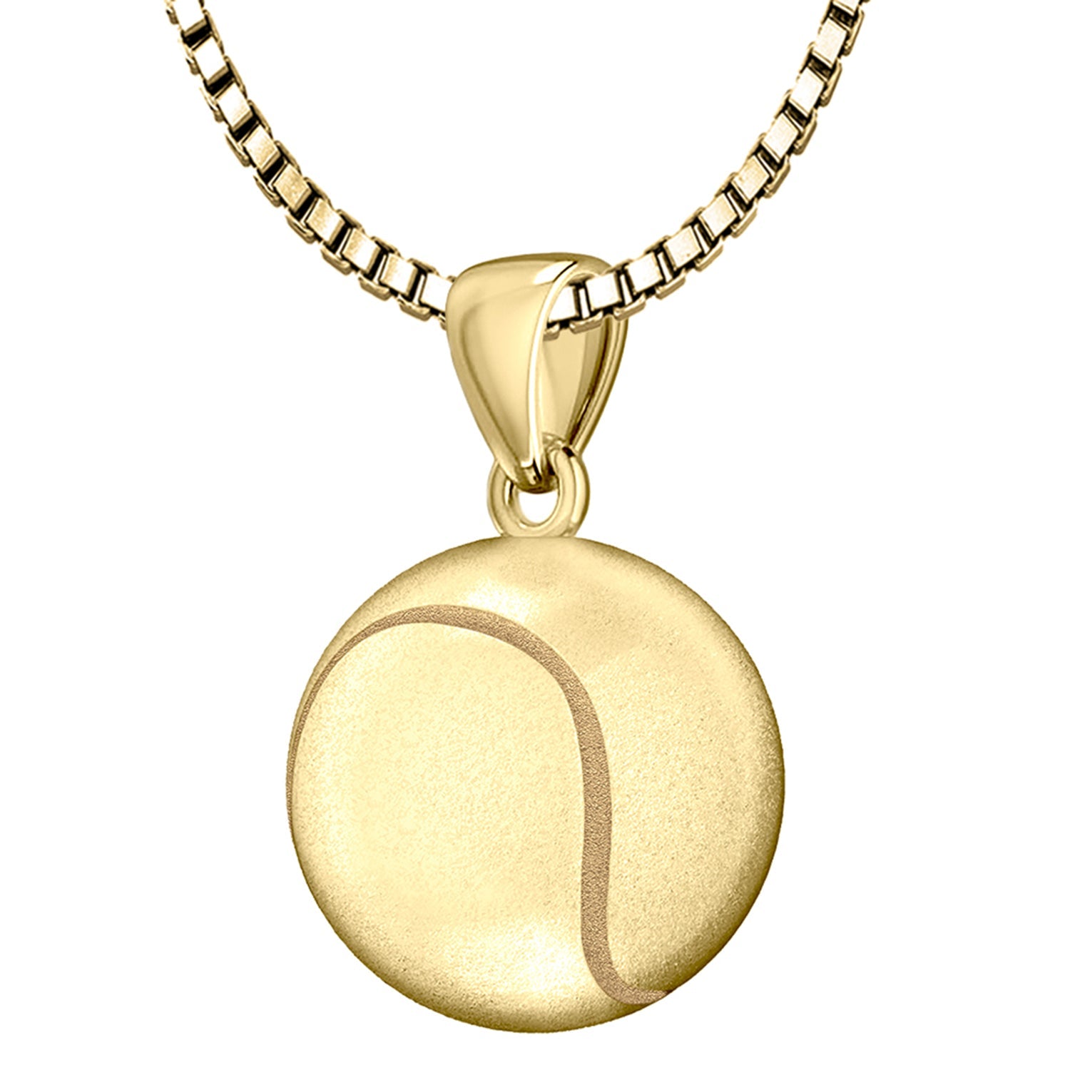 Small 10K or 14K Yellow Gold 3D Tennis Ball Pendant Necklace, 13mm - US Jewels