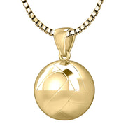 Small 10K or 14K Yellow Gold 3D Volley Ball Pendant Necklace, 13mm - US Jewels
