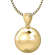 Small 10K or 14K Yellow Gold 3D Volley Ball Pendant Necklace, 13mm - US Jewels