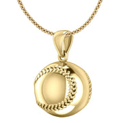 Small 14K Yellow Gold 3D Baseball Sport Ball Pendant Necklace, 13mm - US Jewels