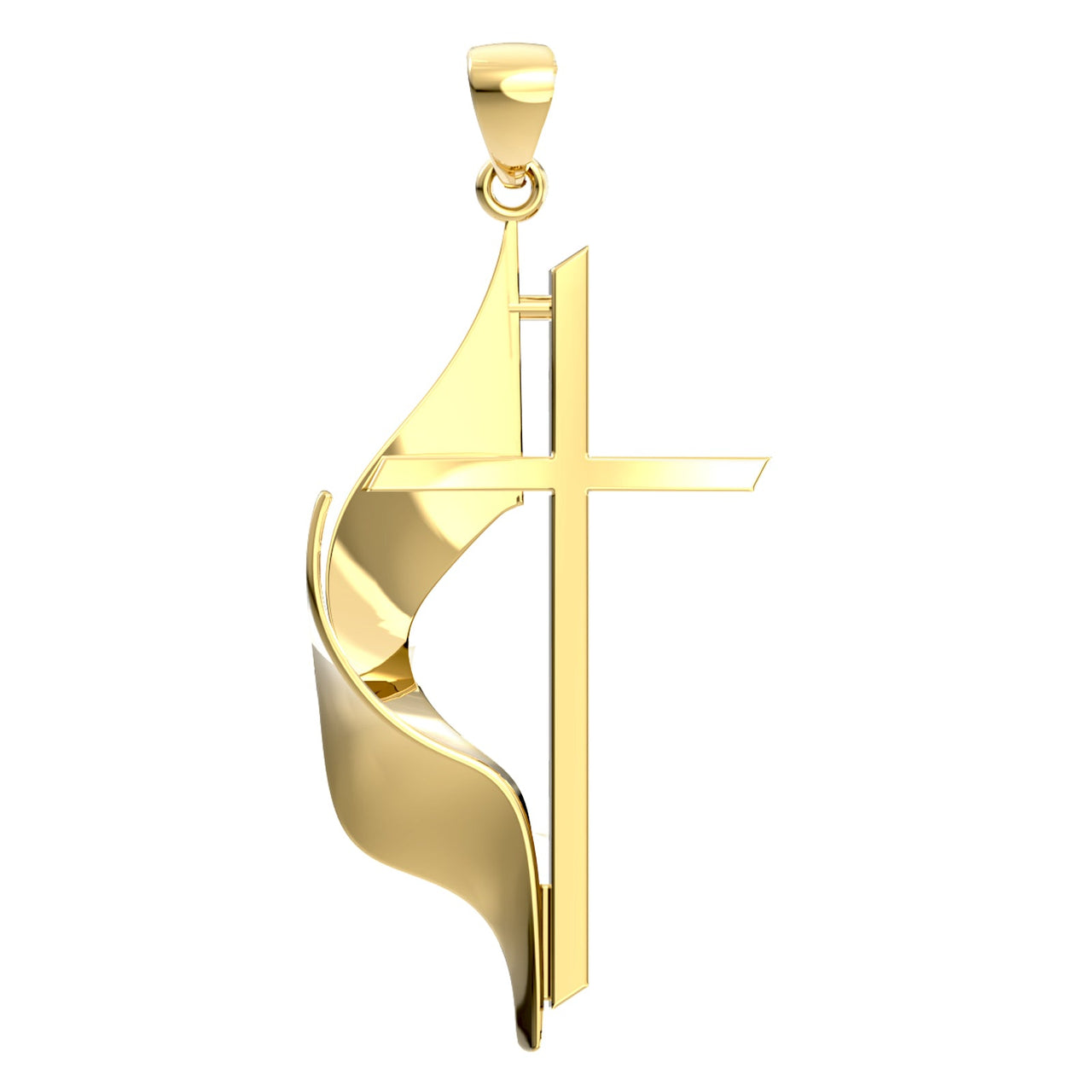 Small 14k Yellow Gold Methodist Cross Pendant Necklace, 19mm - US Jewels