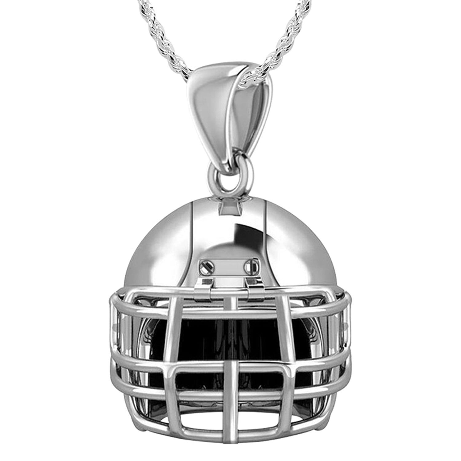 Small 925 Sterling Silver 3D Football Helmet Pendant Necklace, 16.5mm - US Jewels