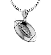 Small 925 Sterling Silver 3D Football Pendant Necklace, 17mm - US Jewels