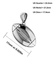 Small 925 Sterling Silver 3D Football Pendant Necklace, 17mm - US Jewels