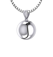 Small 925 Sterling Silver 3D Tennis Ball Pendant Necklace, 13mm - US Jewels