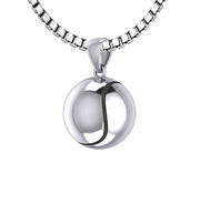 Small 925 Sterling Silver 3D Tennis Ball Pendant Necklace, 13mm - US Jewels