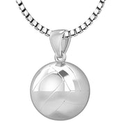 Small 925 Sterling Silver 3D Volley Ball Pendant Necklace, 13mm - US Jewels