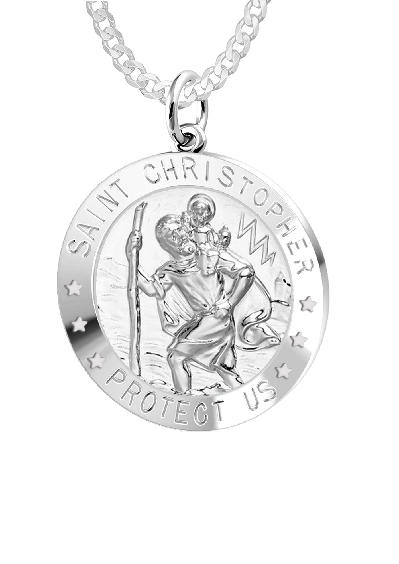 Army St Christopher Sterling Silver Pendant on offers a 18 inch Sterling Silver Light Curb Chain.