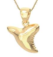 Solid 14k Yellow Gold 3d Shark Tooth Aquatic Charm Pendant Necklace, 18mm - US Jewels
