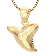 Solid 14k Yellow Gold 3d Shark Tooth Aquatic Charm Pendant Necklace, 18mm - US Jewels