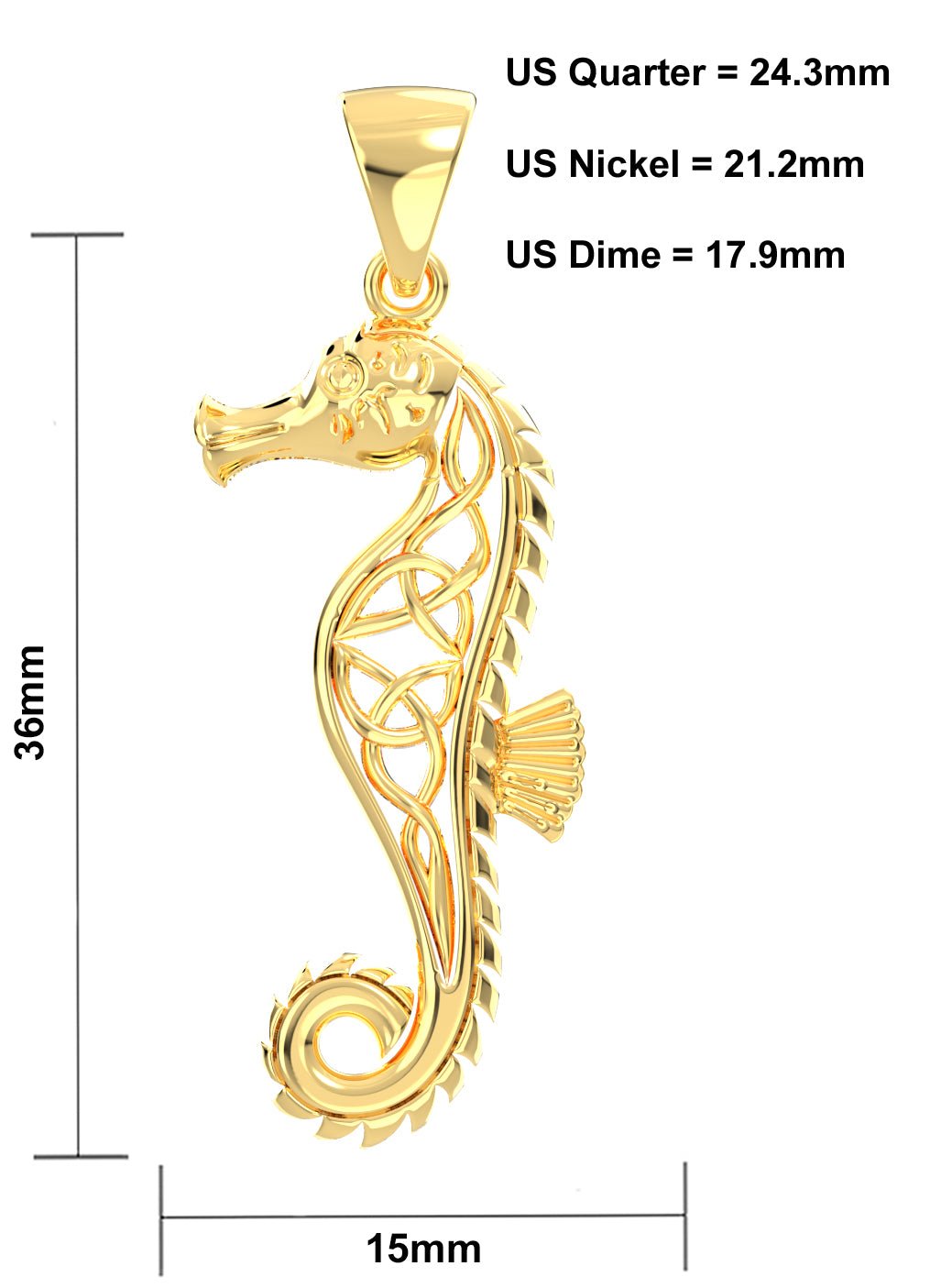 Seahorse Necklace - Pendant Necklace Of Gold With Knot
