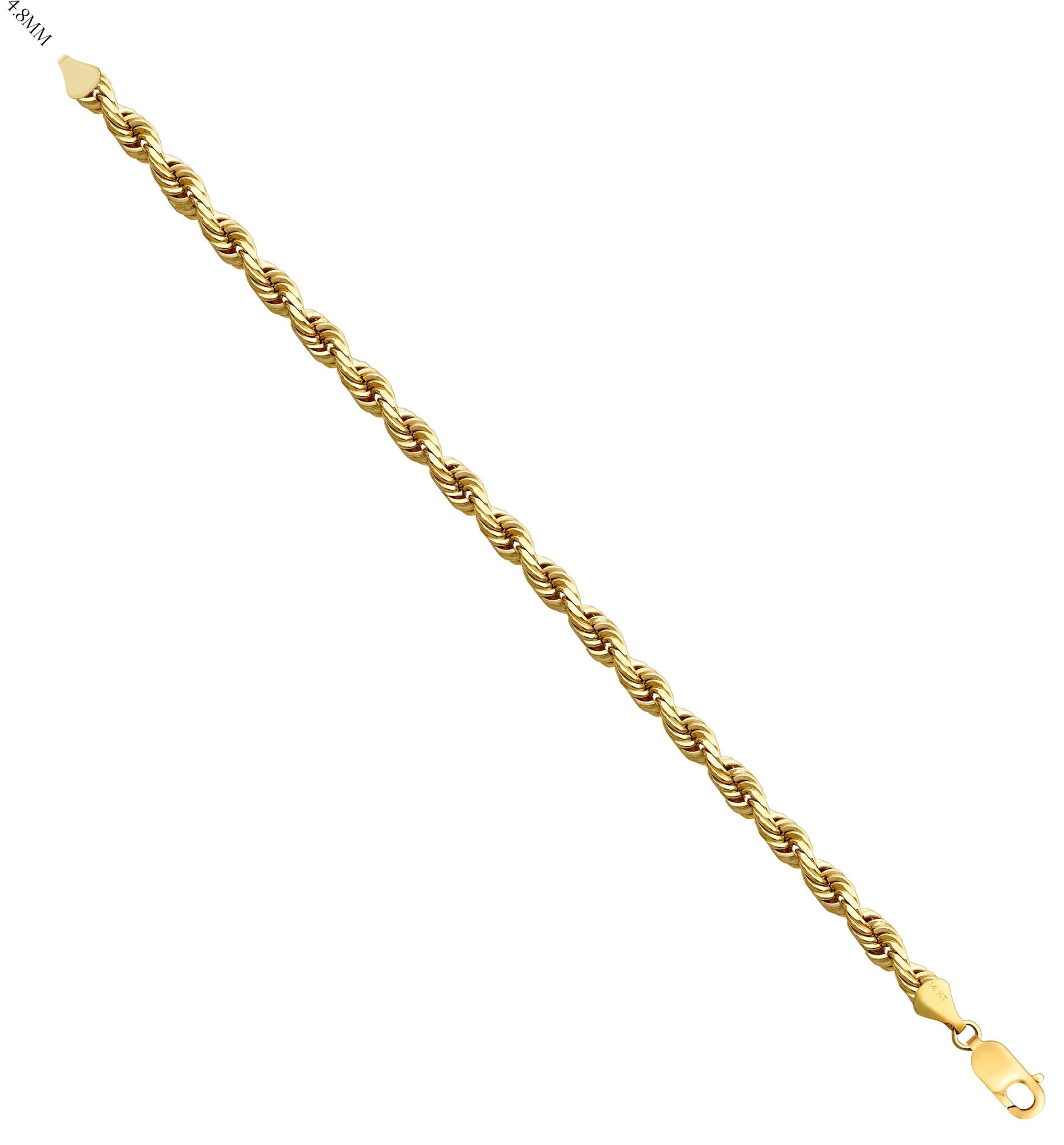 Diamond-Cut Solid Rope Chain Necklace 14K Yellow Gold 24 8.0mm