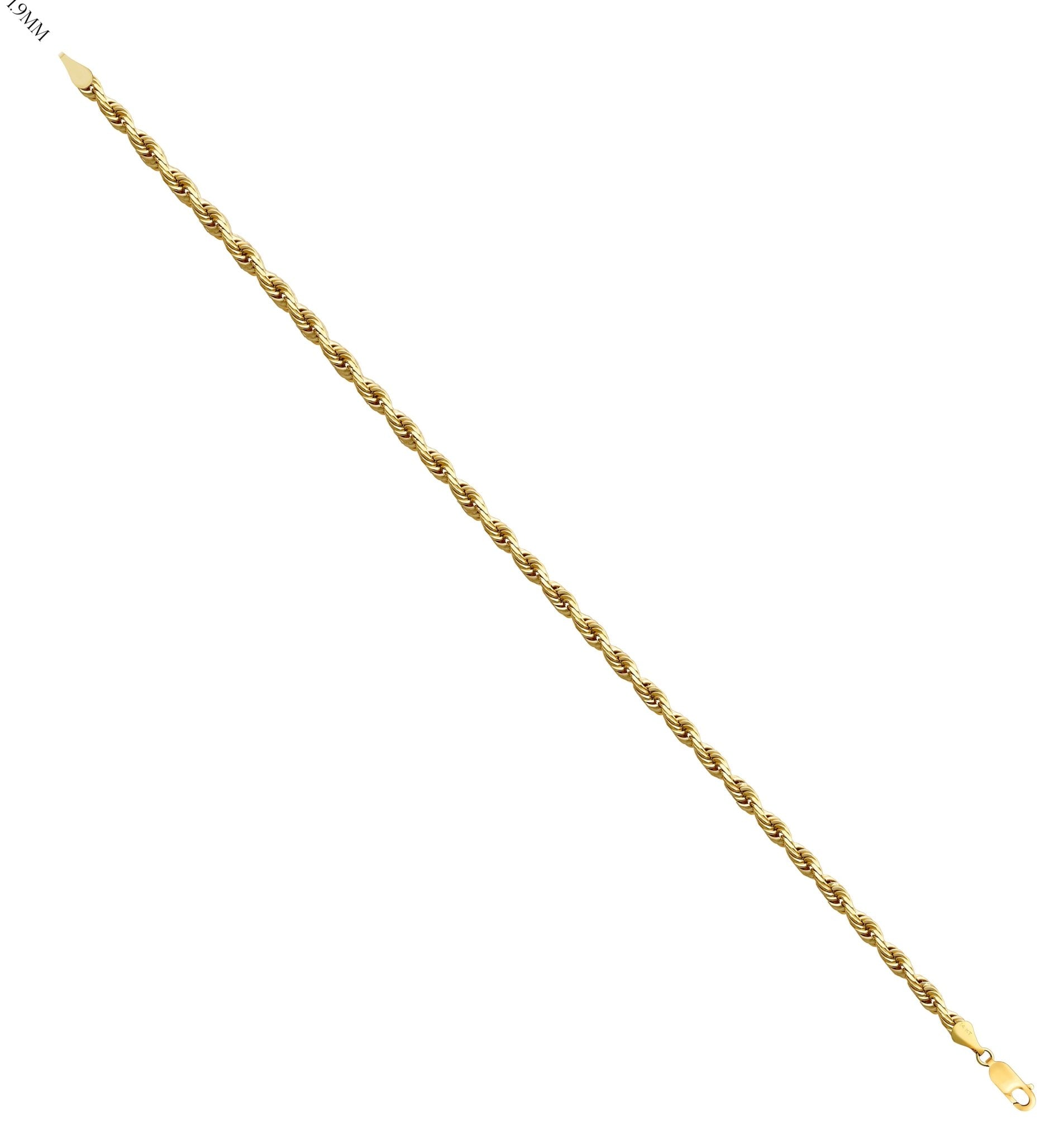 14K Yellow Gold 1.0mm Rope Style Chain Necklace