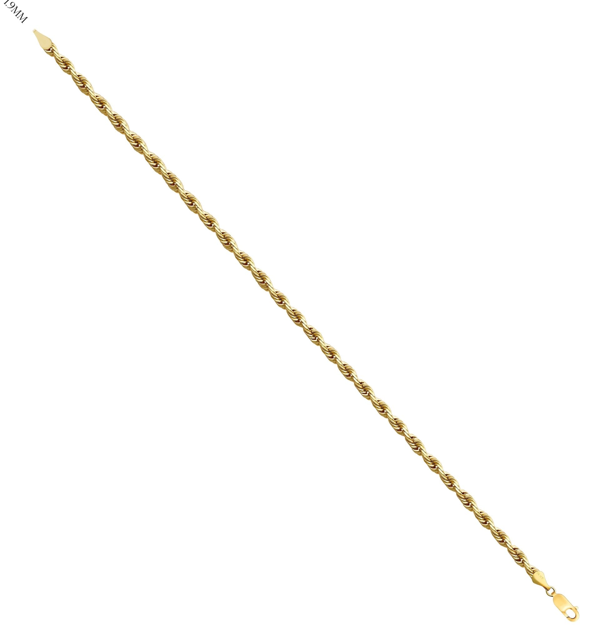 Diamond-Cut Solid Rope Chain Necklace 14K Yellow Gold 24 8.0mm