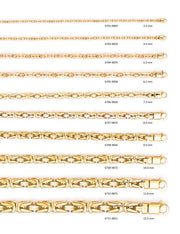 Solid 14K Yellow Gold Handmade Byzantine Chain Necklace, Sizes 3.4mm - 13.5mm - US Jewels