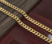 Solid 14K Yellow Gold Handmade Half Round Curb Chain Necklace, Sizes 6.6mm - 19.6mm - US Jewels