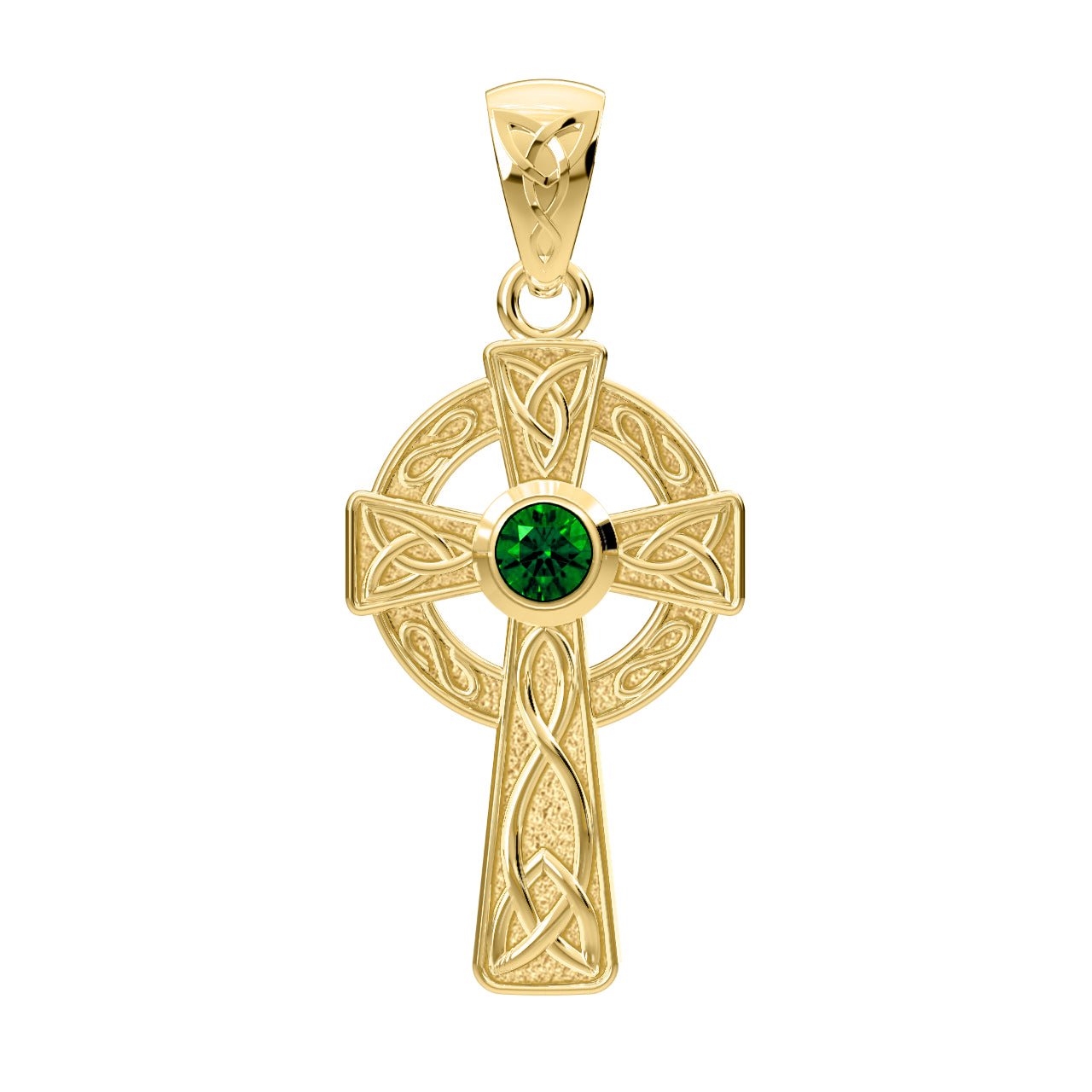 Solid 14k Yellow Gold Irish Celtic Knot Cross Pendant Necklace - US Jewels
