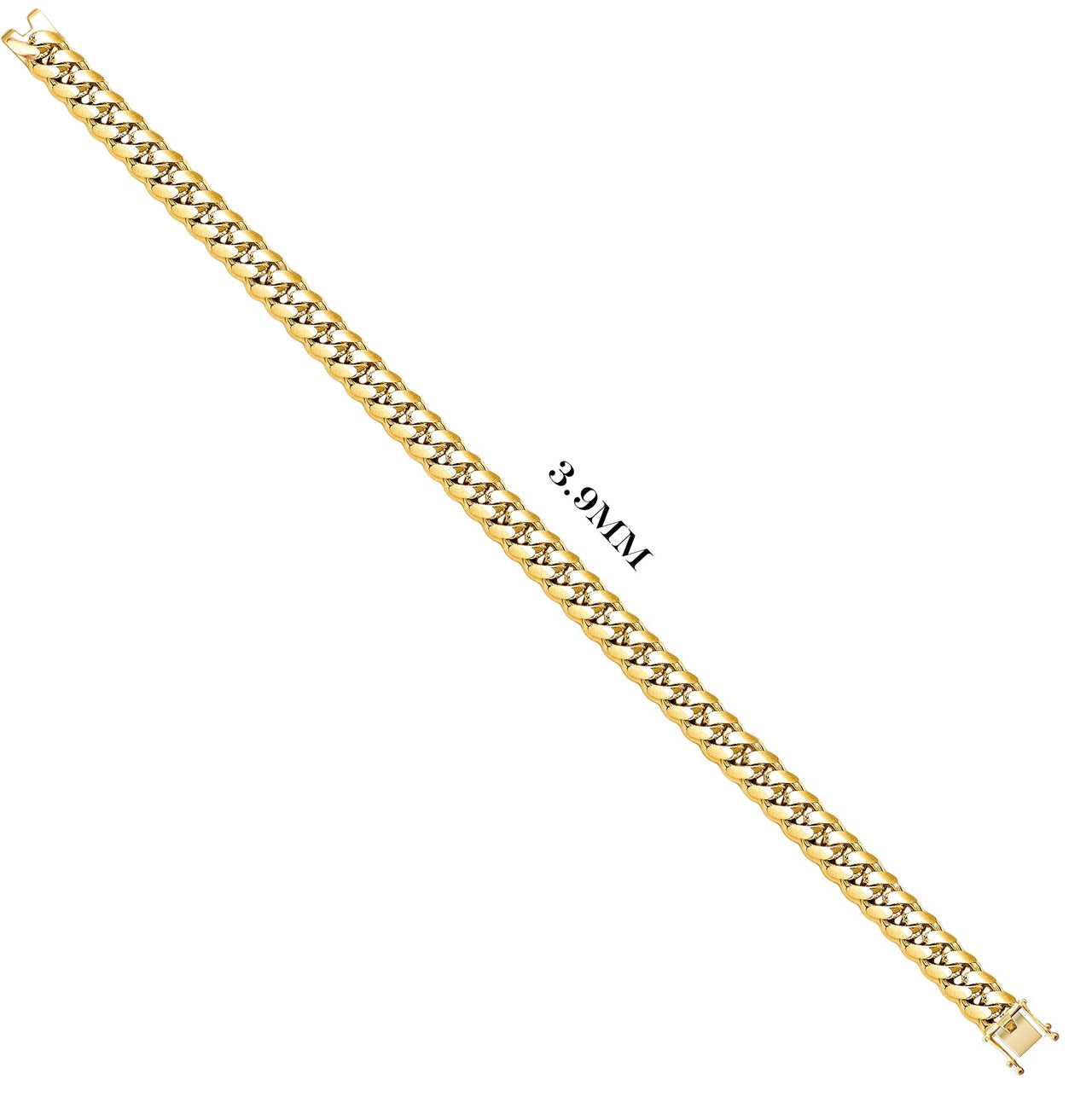 Solid 14K Yellow Gold Miami Cuban Curb Chain Necklace, Sizes 3.9mm - 11mm - US Jewels