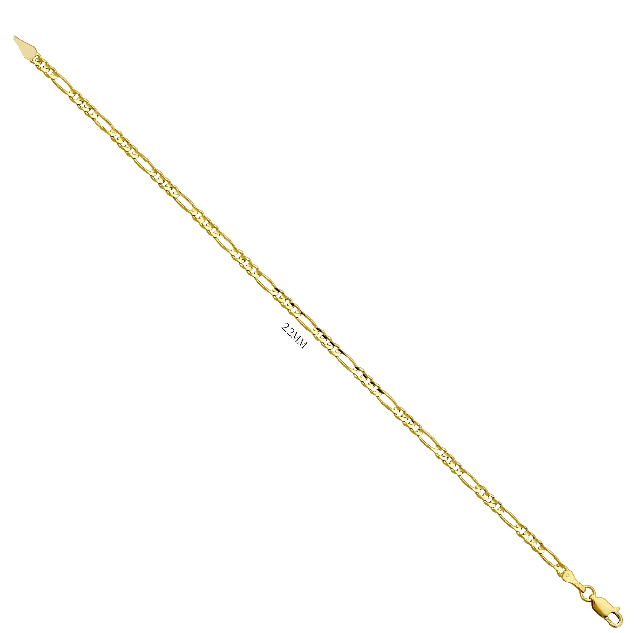 Men's 9.0 mm 14K White Gold Figaro Link Chain bracelet - Dia Rise Inc.
