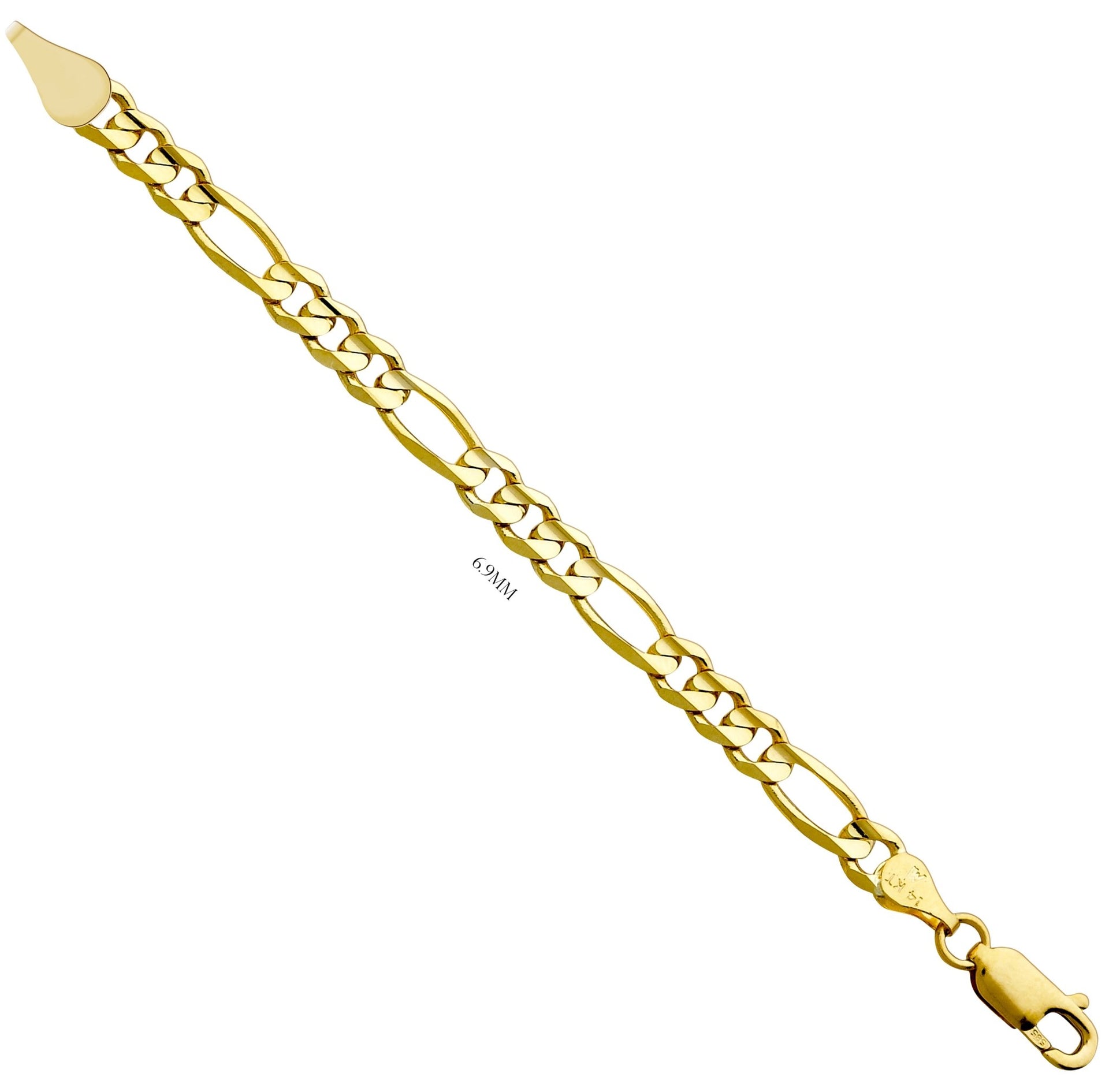 Solid 14K Yellow Gold Prime Link Figaro Bracelet - US Jewels