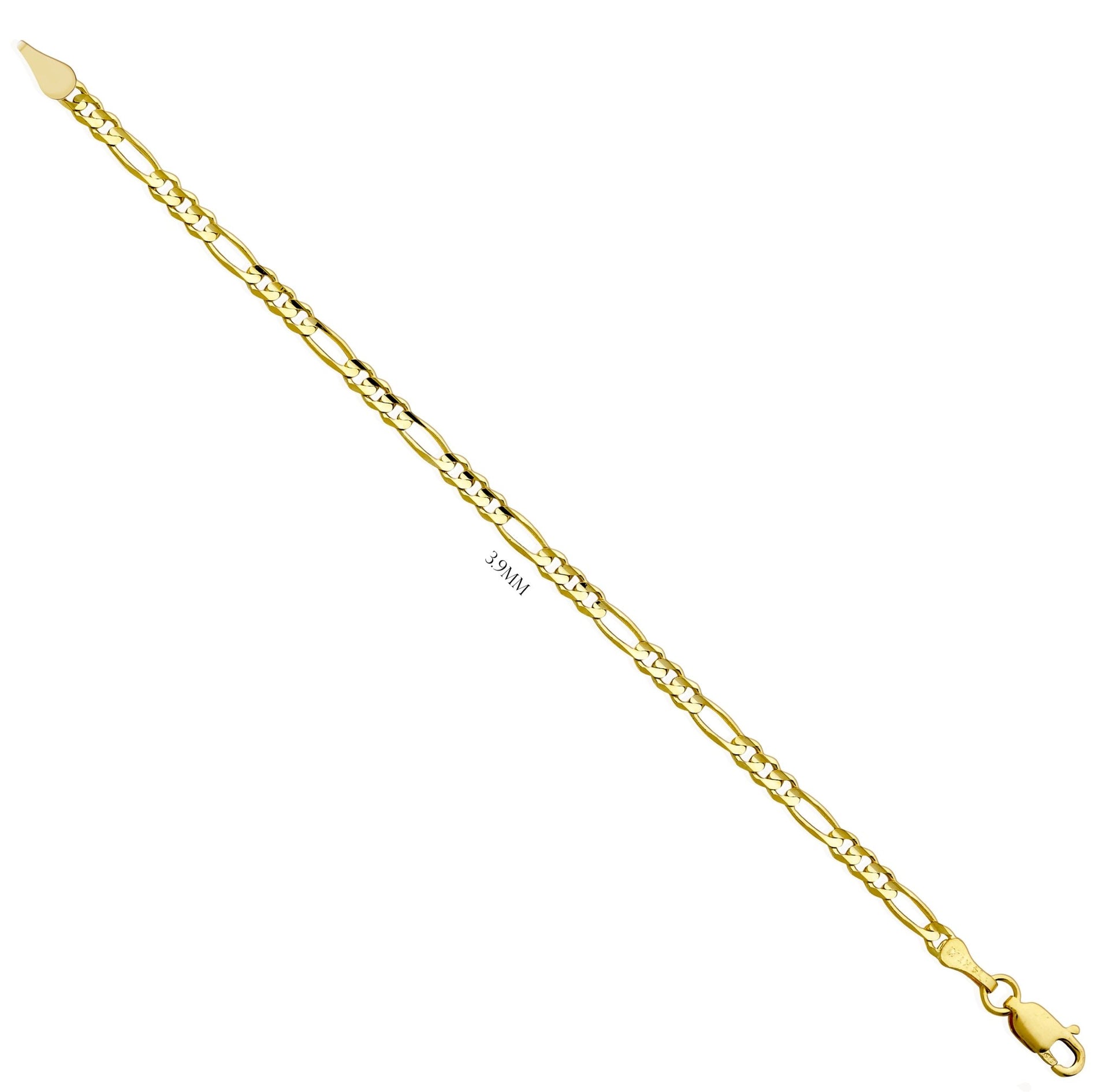 Solid 14K Yellow Gold Prime Link Figaro Bracelet - US Jewels