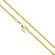 Solid 14K Yellow Gold Wheat Chain Necklace, Sizes 1.0mm to 1.9mm - US Jewels