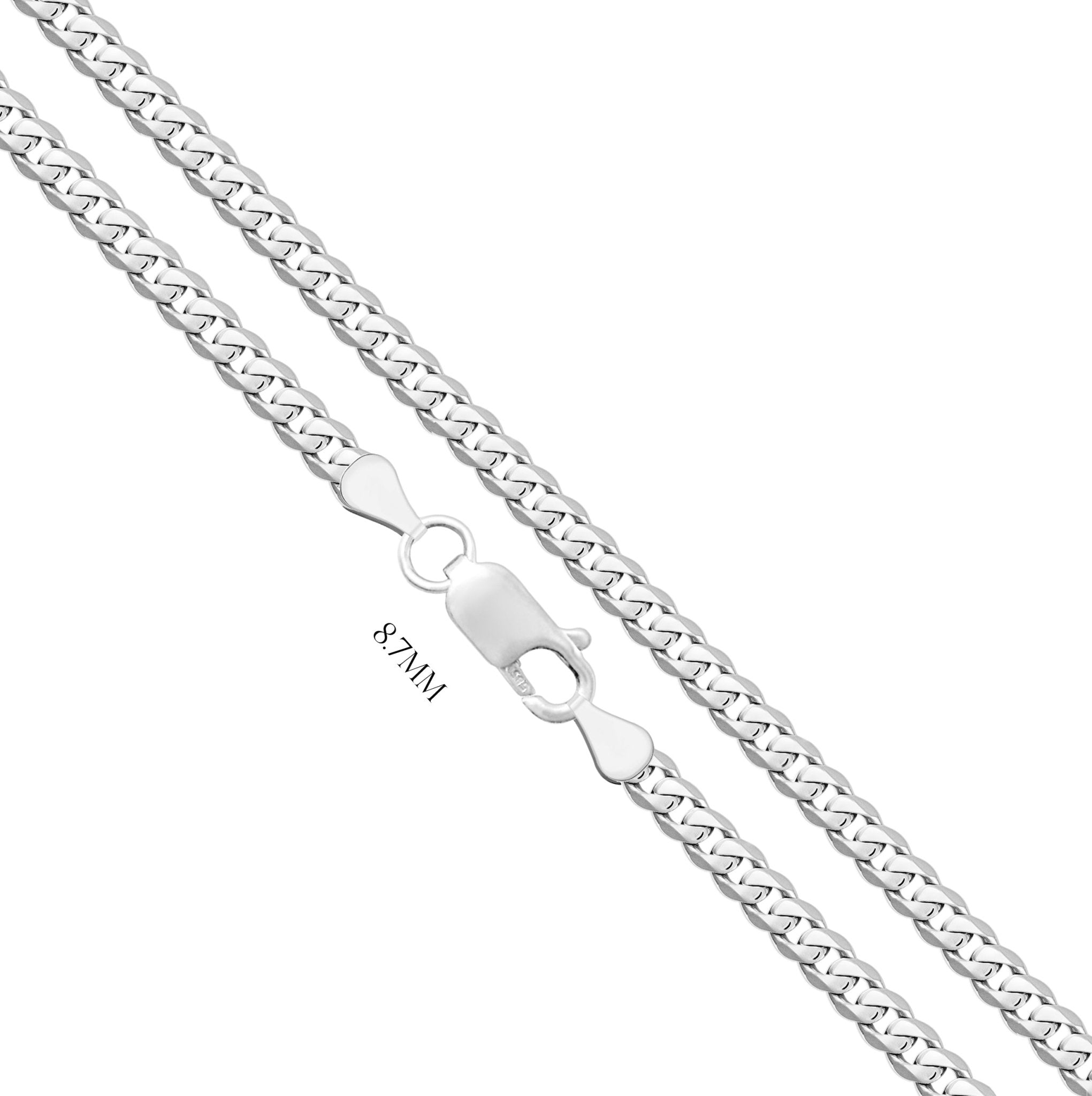 solid 925 sterling silver curb chain bracelet sizes 22mm 95mm 936198